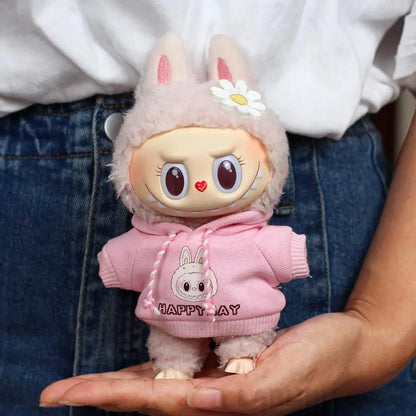 17cm Labubu Outfit Clothes Hoody Jeans Leisure Sports Set Kawaii Decor Ropa Labubu Accessories Doll Little Clothes DIY Kids Gift