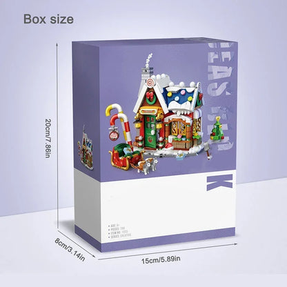 City Street View Christmas House Building Block Set DIY Small Particle Assembled Bricks Children's Toys Gifts Home Decoration