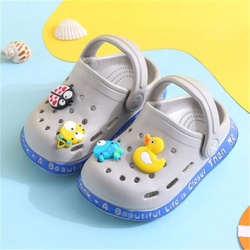 Summer sandals kids Mules Baby Boys Girls Cartoon baby Sandals Flat Heels Solid Cartoon Slippers Children's Garden Shoes