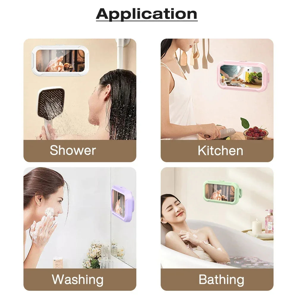 Waterproof Shower Phone Holder Rotation Angle Adjustable Telescoping Wall Mount Phone Holder for Bathroom Kitchen Bracket Stand