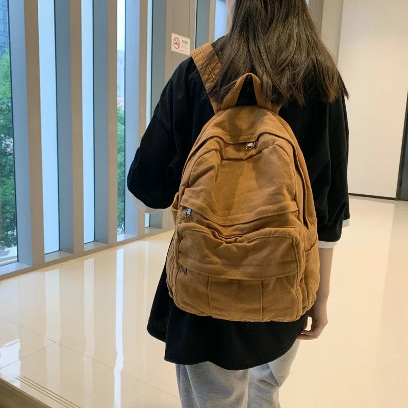 Girl School Bag New simple College Student Vintage Women Backpack Canvas Female Laptop bag Travel Kawaii Ladies backpacks рюкзак