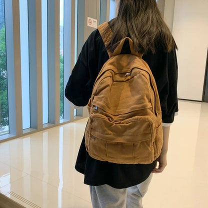Girl School Bag New simple College Student Vintage Women Backpack Canvas Female Laptop bag Travel Kawaii Ladies backpacks рюкзак