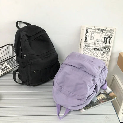 Girl School Bag New simple College Student Vintage Women Backpack Canvas Female Laptop bag Travel Kawaii Ladies backpacks рюкзак