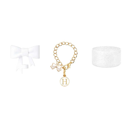 3pcs Accessories Set for Stanley Tumbler with Handle 1cm Straw Topper Cover Diamond Butterfly Charm Glitter Silicone Boot-White