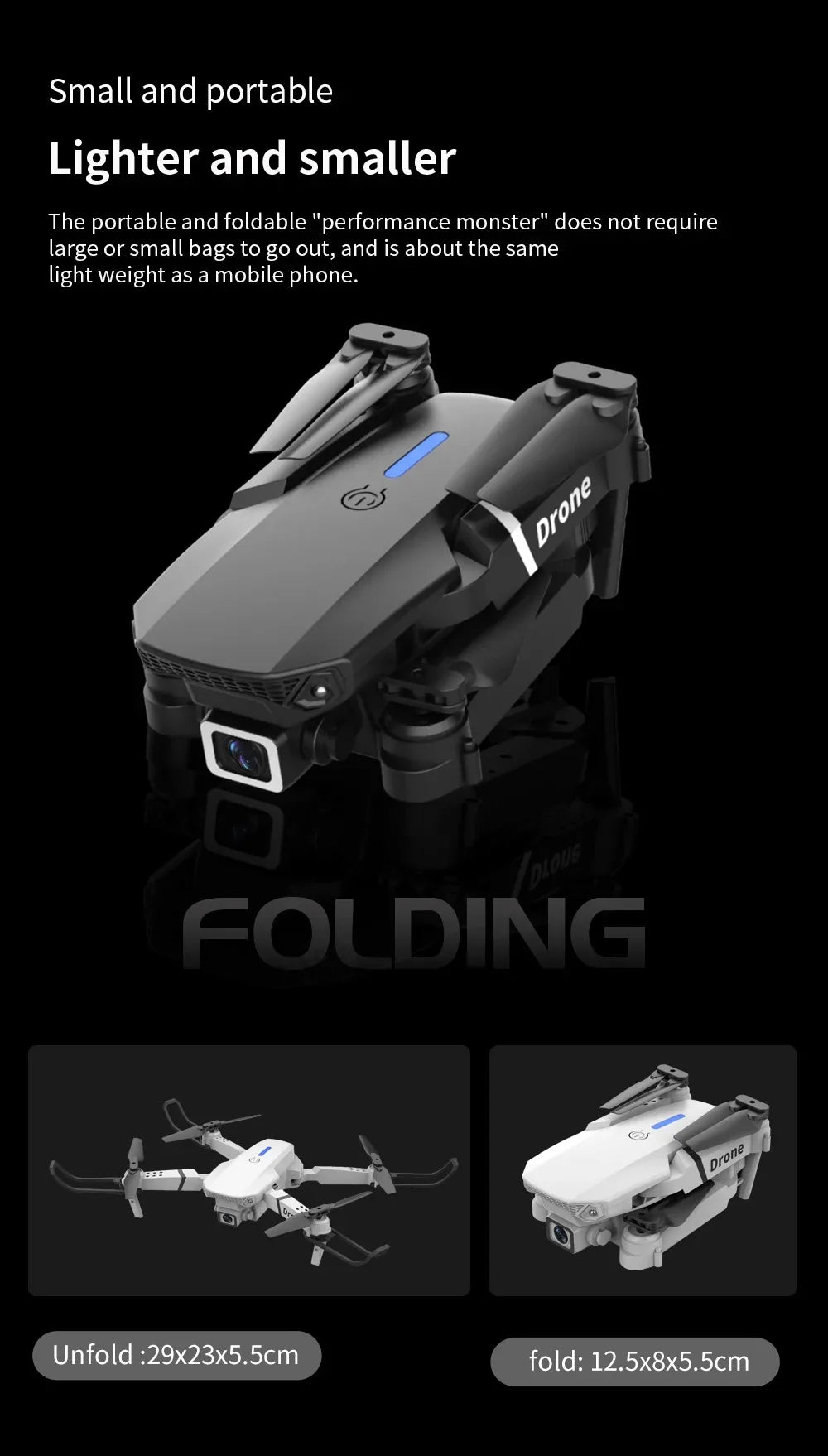 Professional Drone E88 4K Wide-Angle HD 1080P Camera WiFi FPV Height Hold Foldable RC Drone Quadrotor Helicopter Children's Toys