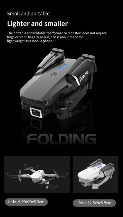 Professional Drone E88 4K Wide-Angle HD 1080P Camera WiFi FPV Height Hold Foldable RC Drone Quadrotor Helicopter Children's Toys