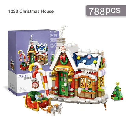 City Street View Christmas House Building Block Set DIY Small Particle Assembled Bricks Children's Toys Gifts Home Decoration