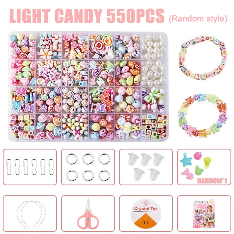 DIY Handmade Beaded Children's Toys Creative Loose Spacer Beads Making Bracelet Necklace 24 Grid Girl Jewelry Set Girl Toy Gift