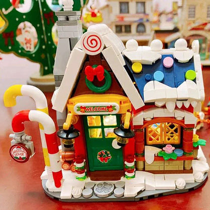 City Street View Christmas House Building Block Set DIY Small Particle Assembled Bricks Children's Toys Gifts Home Decoration