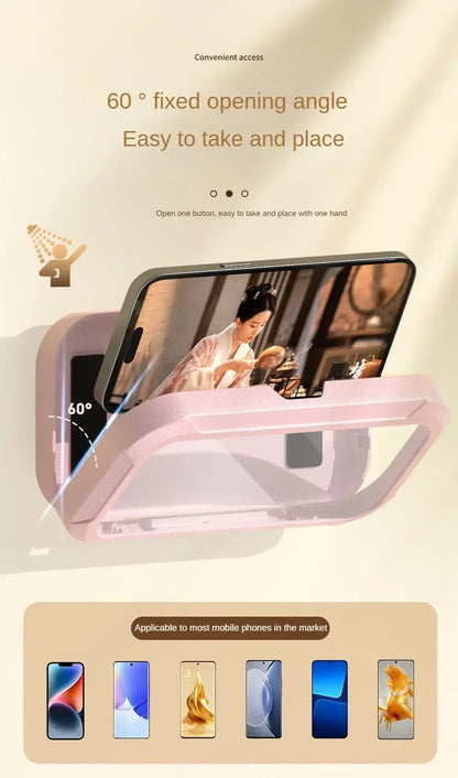 Waterproof Shower Phone Holder Rotation Angle Adjustable Telescoping Wall Mount Phone Holder for Bathroom Kitchen Bracket Stand