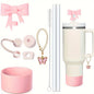9pcs Accessories for Stanley 40oz Tumbler Cup Spill Proof Stopper 10mm Straw Cover Cap Silicone Boot Charm Chain Straw and Brush