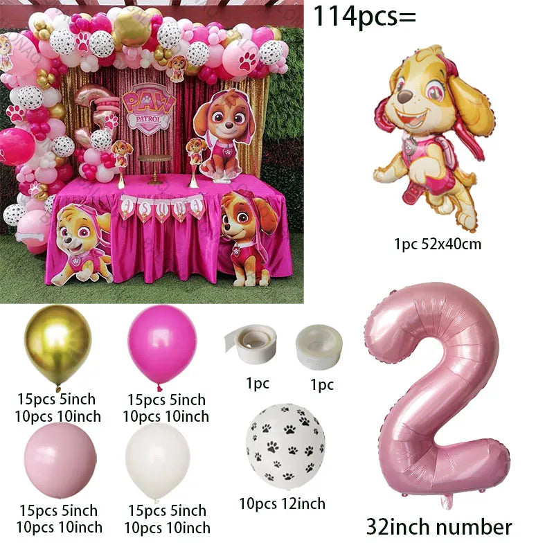 Pink Paw Patrol Dog Chase Skye Marshall Animal Shaped Aluminum Balloon Boys and Girls Birthday Party Decorations Children's Toys