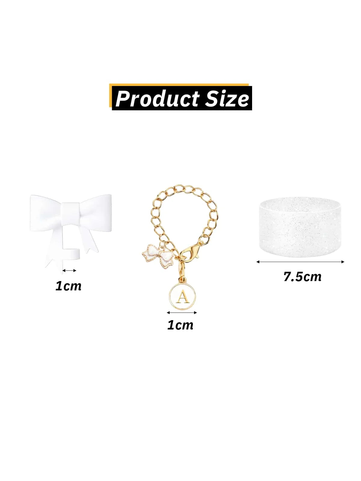 3pcs Accessories Set for Stanley Tumbler with Handle 1cm Straw Topper Cover Diamond Butterfly Charm Glitter Silicone Boot-White