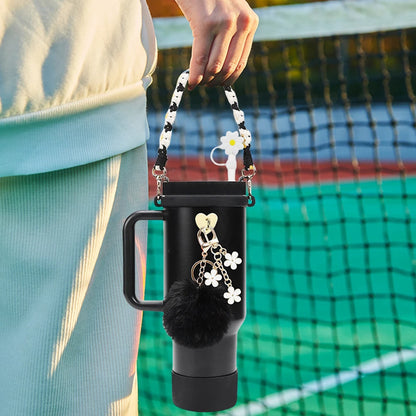 7Pcs/Set Siliocne Water Bottle Boot Straw Lid Handle Strap Keychain Mini Hook for Stanley 40oz Tumbler Accessories Set