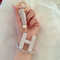 1pc Sparkling Rhinestone Alphabet Keychain, Alloy Round Letter Charm with Ring Buckle, Decorative Crystal Pendant Accessory