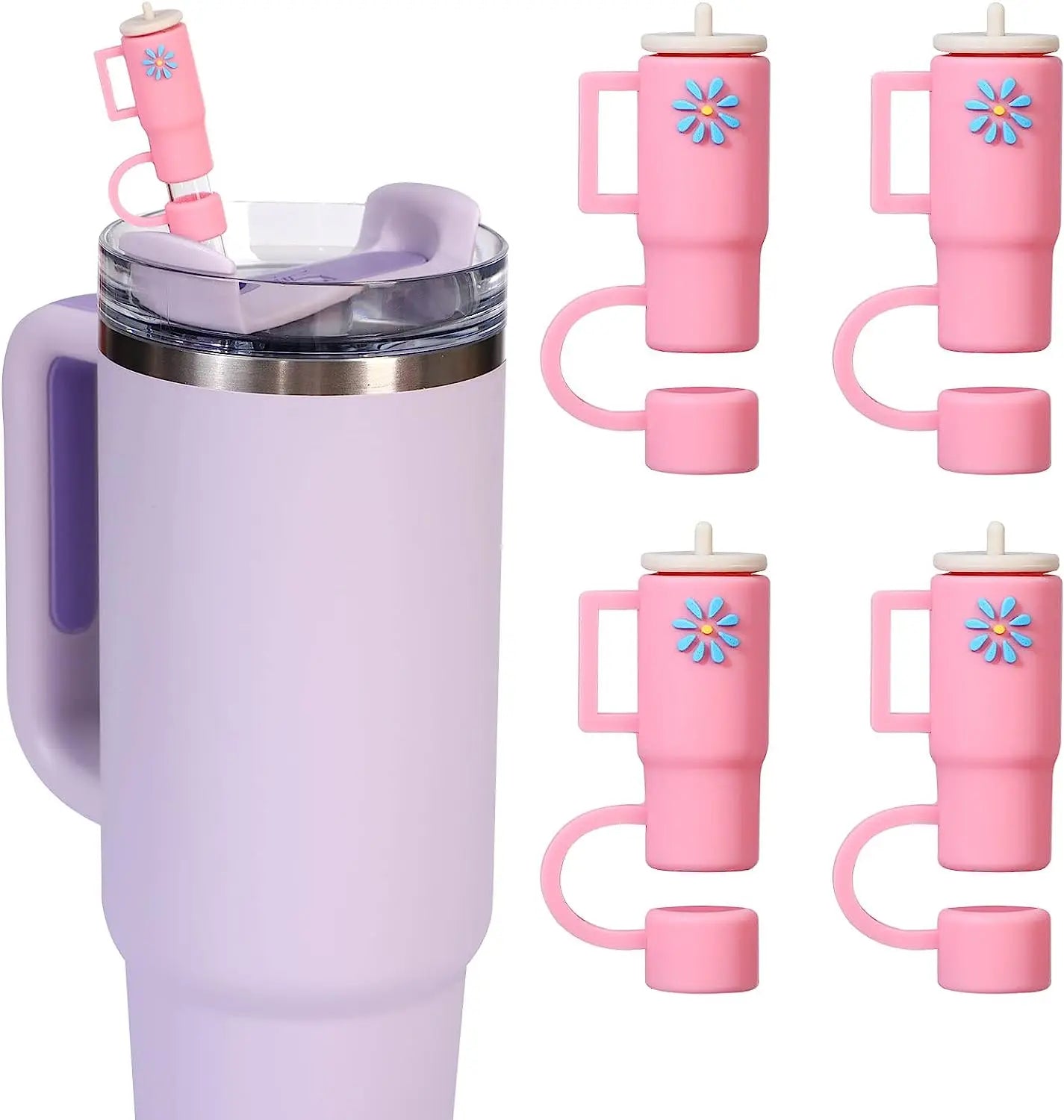 4 Pcs Straw Covers for Stanley Cup 40-20 oz, 0.4 inches Silicone Straw Cover Caps, Stanley Cups Accessories