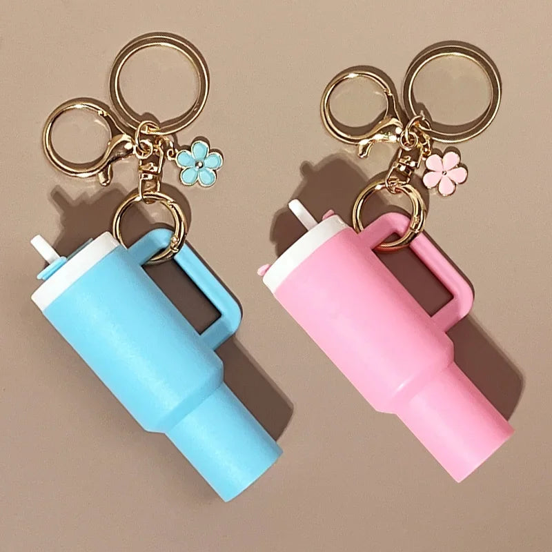 Mini Cup Keychain for Stanley Water Bottle Accessories Lip Balm Cute Tumbler Cup Handle Decoration
