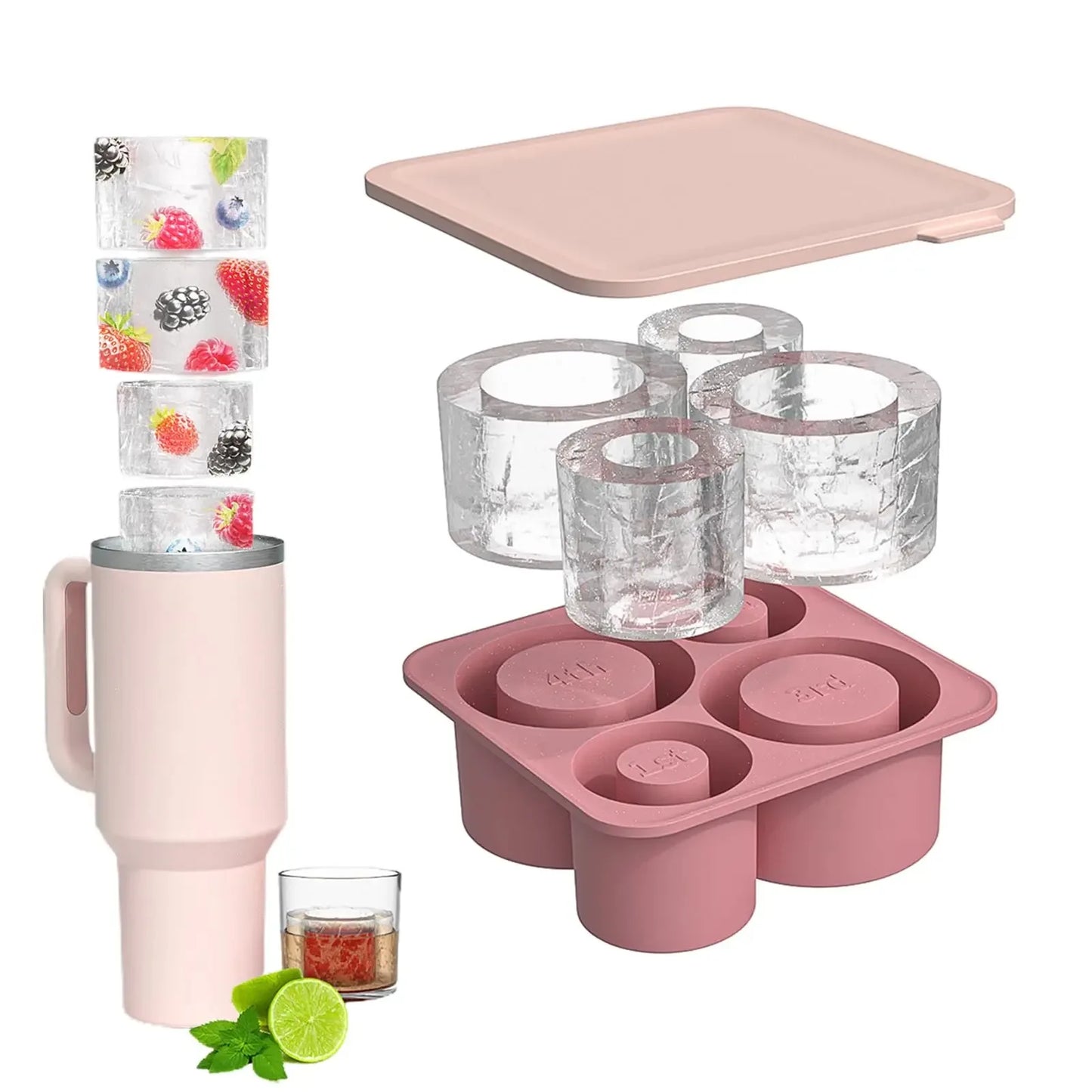 Stanley Accessories Summer Ice Mould Cube Trays Ice Making Beverage Cup Maker Circle Ice Shape Silicone Molds For Stanley Cup