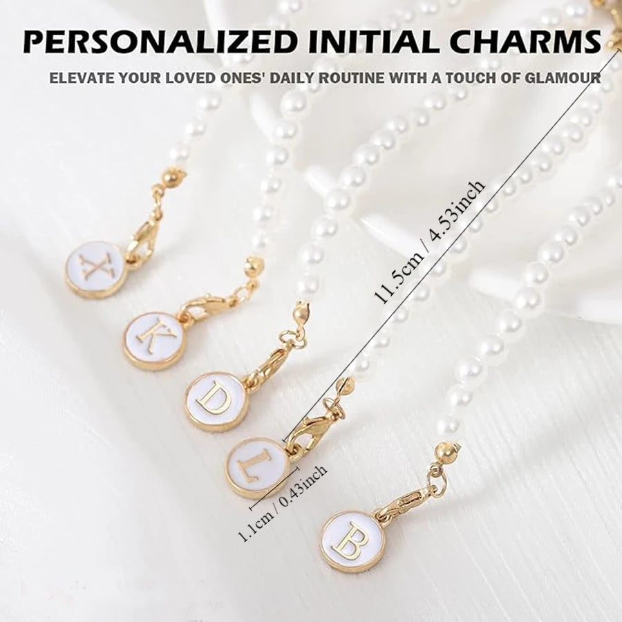 Letter Charm for Stanley Cup Pearl Chain Accessories for Handle Water Bottle Tumbler Personalized Initial Name ID Decorations