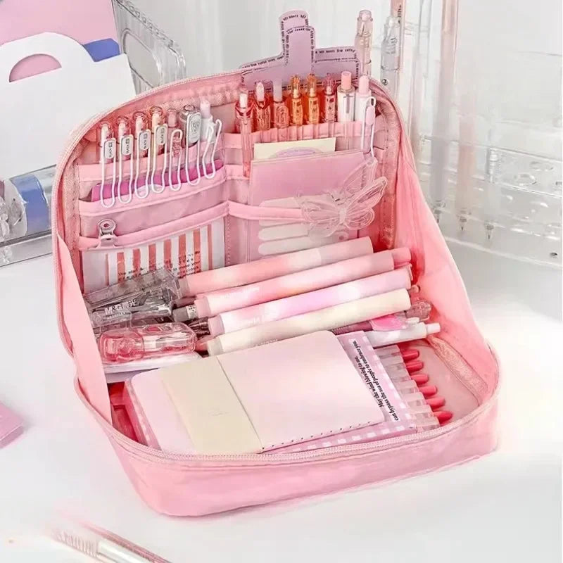 12 Layer Girls Pencil Big Pouch Large Capacity Pencil Pouch School Stationery Aesthetic Stationery Case Student Supplies