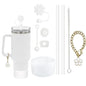 9pcs Accessories for Stanley Tumbler Cup Spill Proof Stopper 10mm Straw Cover Cap Silicone Boot Charm Chain Straw Brush