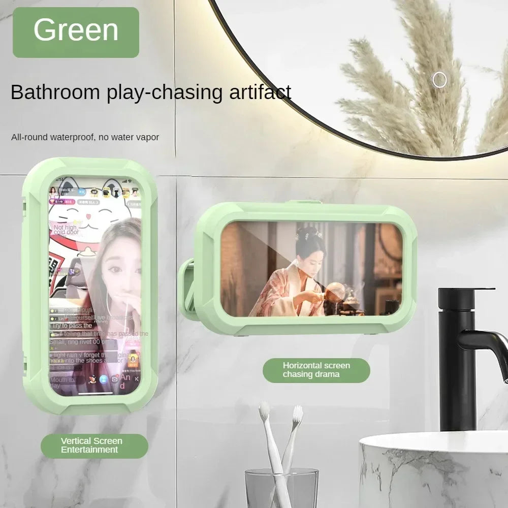 Waterproof Shower Phone Holder Rotation Angle Adjustable Telescoping Wall Mount Phone Holder for Bathroom Kitchen Bracket Stand