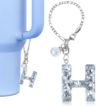 1 PCS Letter Charm Accessories for Stanley Cup Purple Cute Initial Keychain Handle Charm for Stanley Tumbler Girls Water Bottle
