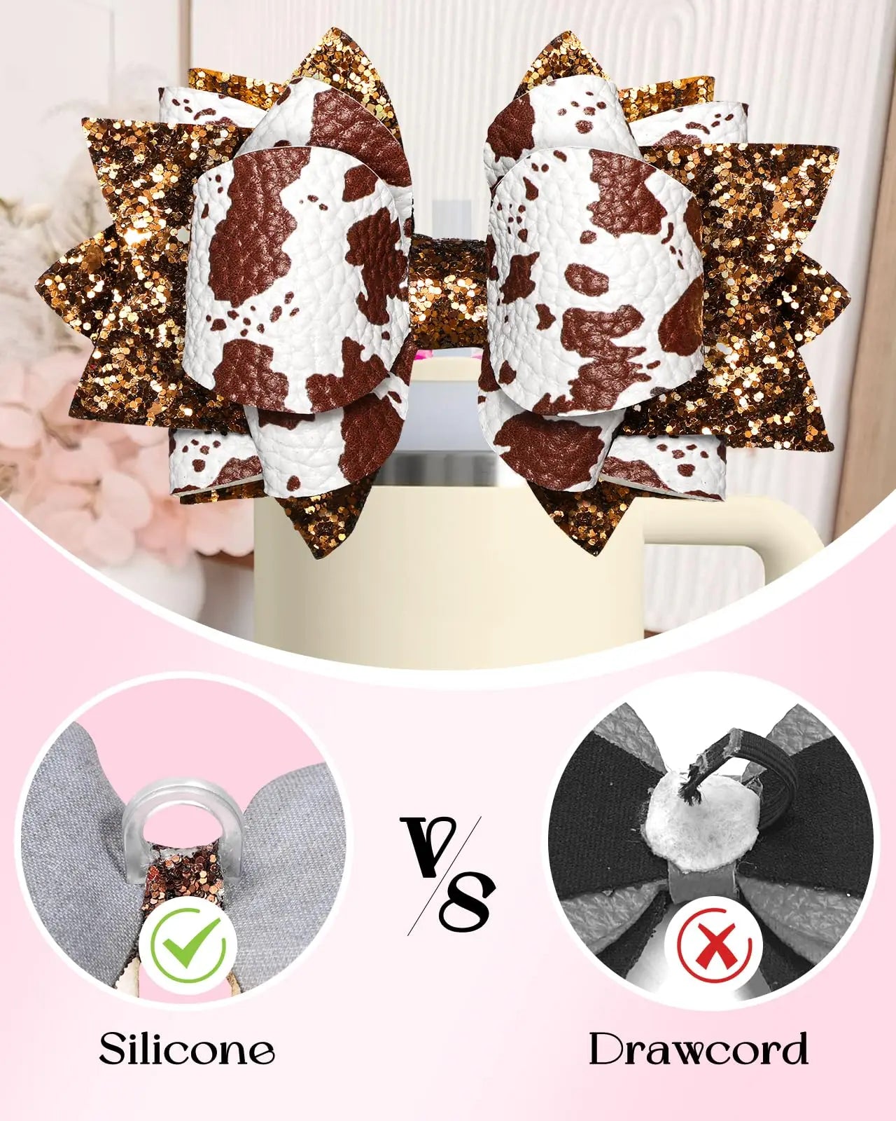 For Stanley 40 30 oz cup Boot Straw Hat - cute bow straw hat and diamond hat with bottom protector, non-tipping accessories