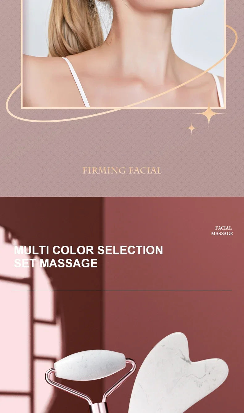 Resin double head roller massager heart-shaped face and eye massage scraping Combination set massage roller
