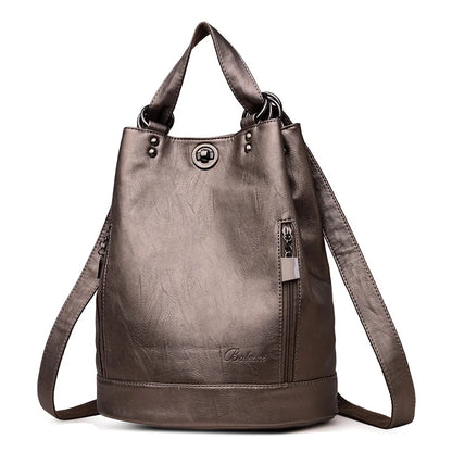 2022 Women Leather Backpacks Multifunction Women Vintage Shoulder Bag Ladies Rucksack Large Capacity Travel Bag Sac A Dos Preppy