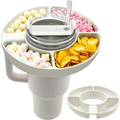Snack Bowl for Stanley Cup Reusable Tray Food Divider with Handle Snack Platter Food Tray Rack Water Bottle and Cup Accessories