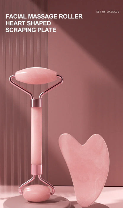 Resin double head roller massager heart-shaped face and eye massage scraping Combination set massage roller