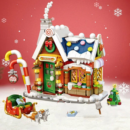 City Street View Christmas House Building Block Set DIY Small Particle Assembled Bricks Children's Toys Gifts Home Decoration
