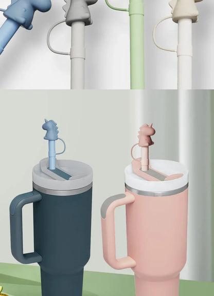 Replacement Long Silicone Straw with Straw Cover Compatible with Stanley 40/30 Oz Cup Tumbler for Stanley Accessorie Drink items