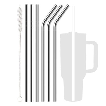 7 Pack Stainless Steel Straw Replacement 40 oz for Stanley Adventure Travel Tumbler, Reusable Straws with Cleaning Brush Compati