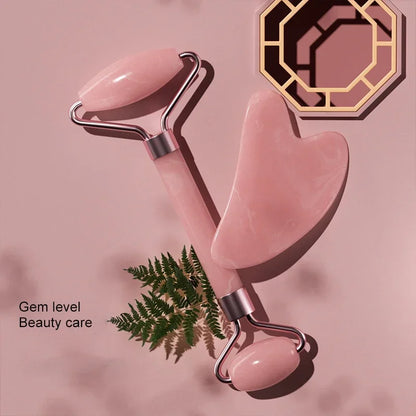 Resin double head roller massager heart-shaped face and eye massage scraping Combination set massage roller