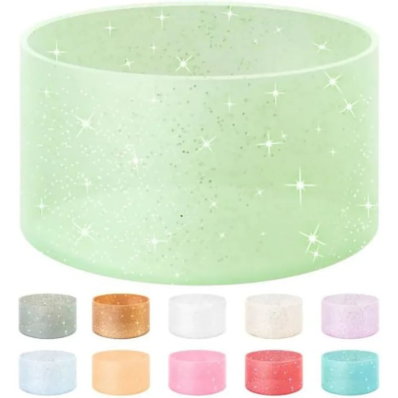 Silicone Glitter Bottle Bottom Sleeve Cup Accessories Anti-Slip Water Bottle Pad Heat Insulation Sports Cup Cover for Tumbler