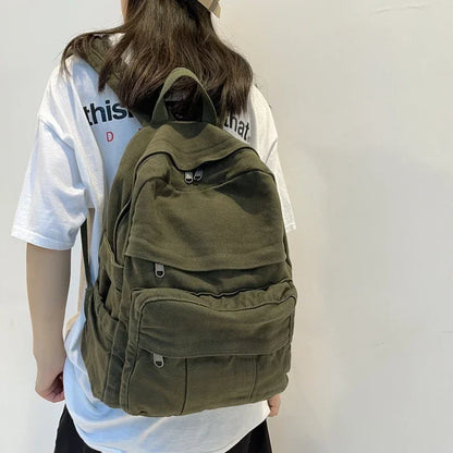 Girl School Bag New simple College Student Vintage Women Backpack Canvas Female Laptop bag Travel Kawaii Ladies backpacks рюкзак
