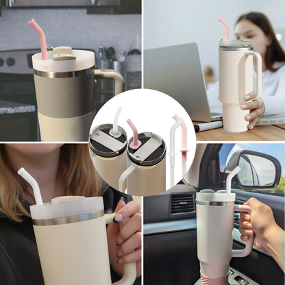 Leak Proof Set For Stanley Quencher 2.0 1.0 Accessories,2 in1Silicone Anti-Spill Straws,9.4"Extension Straw,Spill Proof Stopper