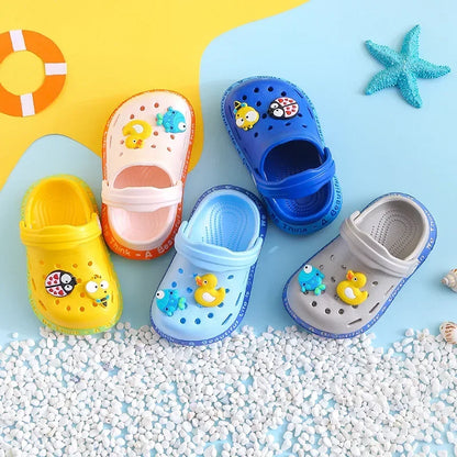 Summer sandals kids Mules Baby Boys Girls Cartoon baby Sandals Flat Heels Solid Cartoon Slippers Children's Garden Shoes