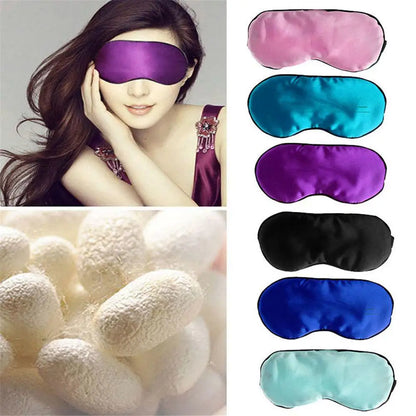 9 Colors Pure Silk Sleep Eye Mask Travel Accessories Padded Shade Cover Travel Relax Aid Blindfold Comfort Sleeping Aids Protect