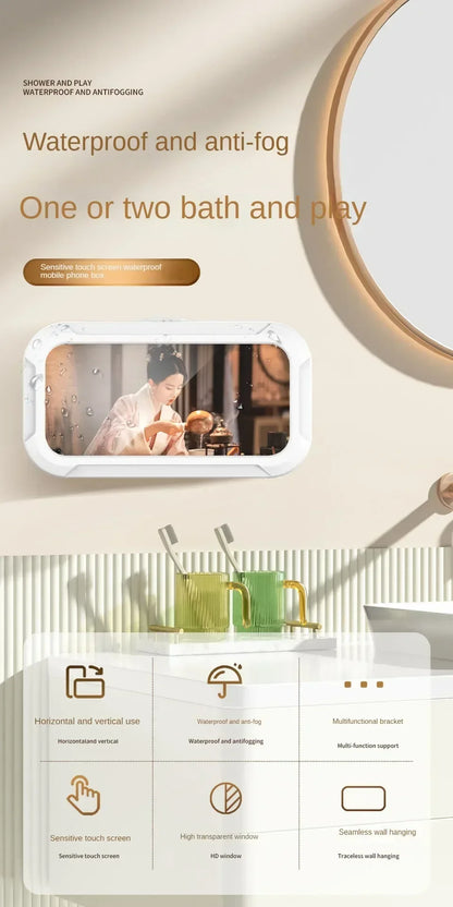 Waterproof Shower Phone Holder Rotation Angle Adjustable Telescoping Wall Mount Phone Holder for Bathroom Kitchen Bracket Stand