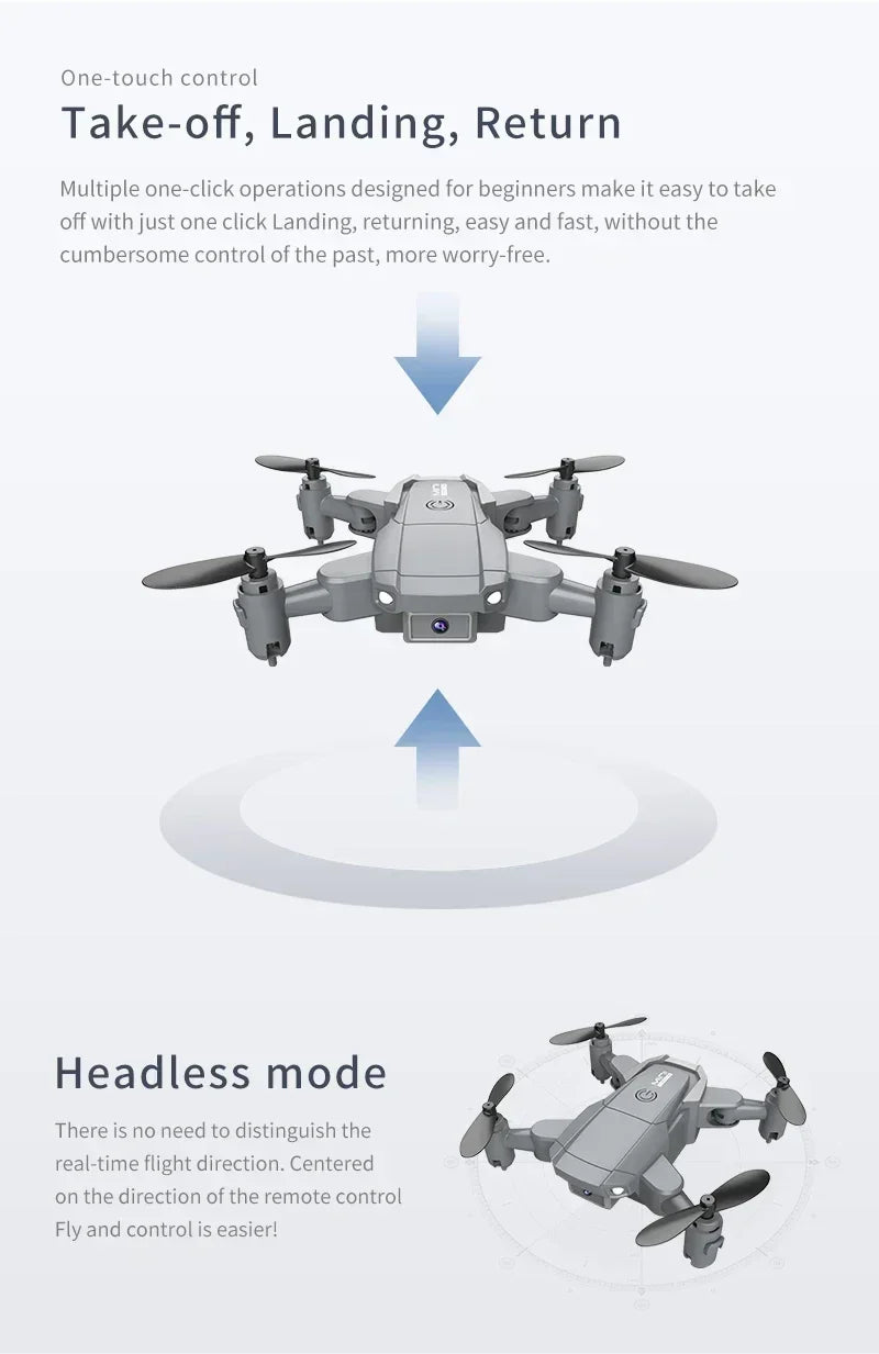 XKJ KY905 Mini Drone HD 4K Professional Camera One-click Return Wifi Folding Quadcopter 360rolling RC Helicopter Children's Toys