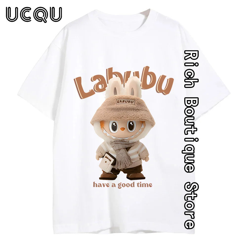 Cartoon Lububu Printed T-shirt Women Summer Fashion Cotton Tops Tees Harajuku Short Sleeve Clothing Y2K Daily High Street Outfit