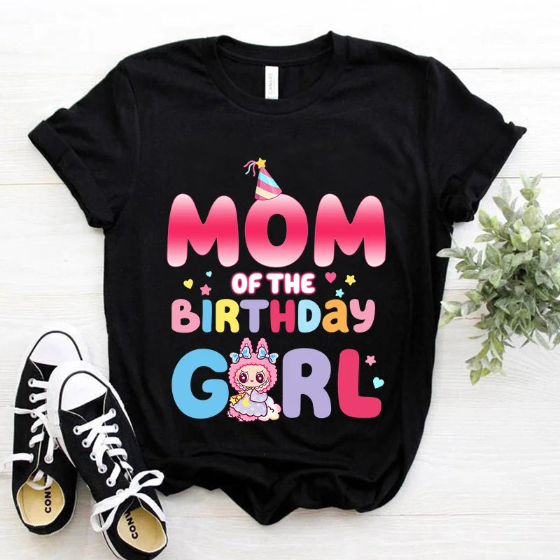 Labubu Adult Kids Birthday T-shirts Cartoon Anime Printed Tees Cute Short Sleeves Summer Tops Boys Girls Women Men Clothes Gift