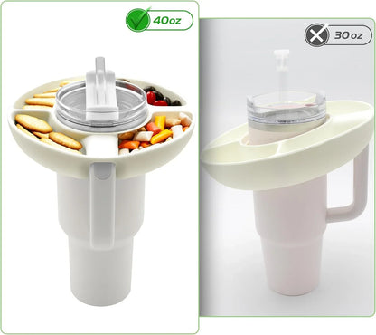 Snack Bowl for Stanley Cup Reusable Tray Food Divider with Handle Snack Platter Food Tray Rack Water Bottle and Cup Accessories