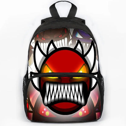 Large Capacity Angry Geometry Dash Children's Backpack 16 Inch Anime Bookbag Travel Backpacks Students Schoolbag for Girls Boys