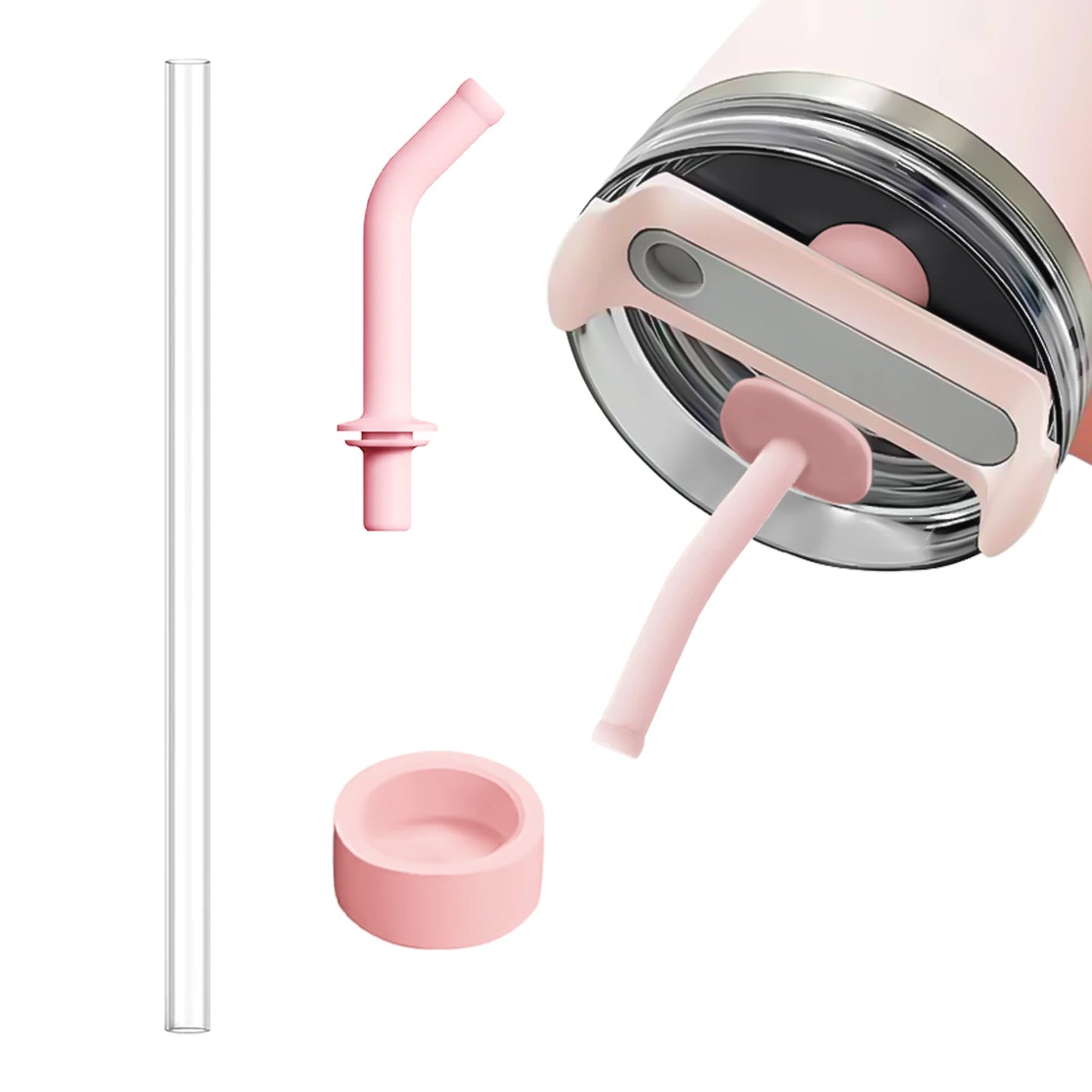 Leak Proof Set For Stanley Quencher 2.0 1.0 Accessories,2 in1Silicone Anti-Spill Straws,9.4"Extension Straw,Spill Proof Stopper