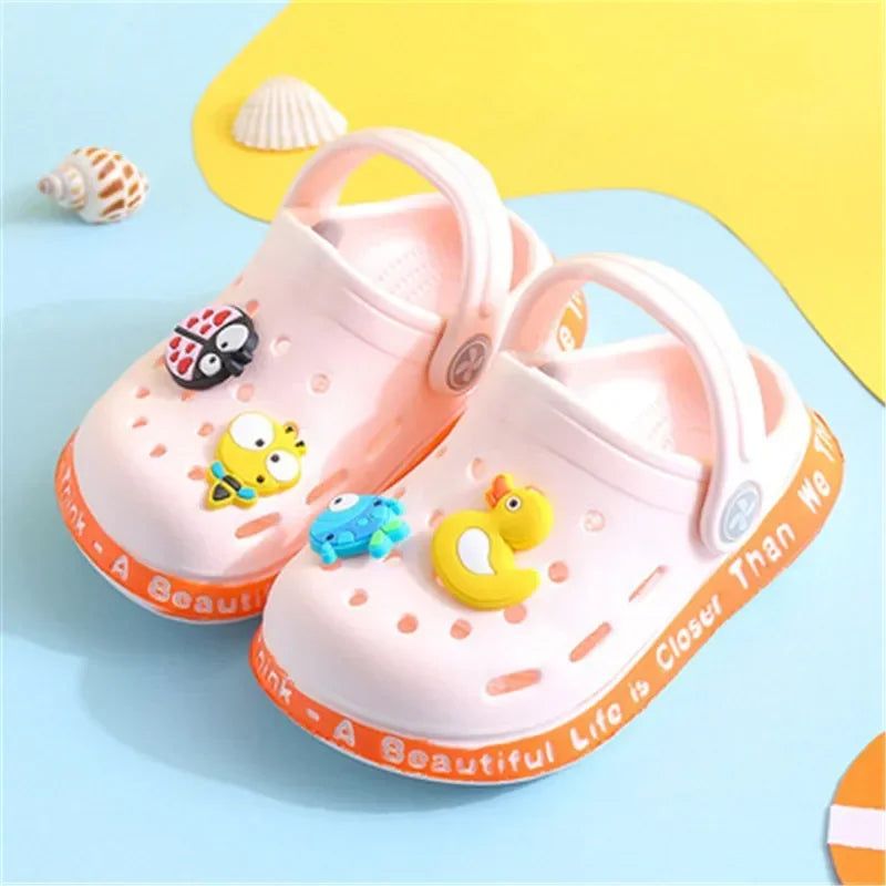 Summer sandals kids Mules Baby Boys Girls Cartoon baby Sandals Flat Heels Solid Cartoon Slippers Children's Garden Shoes