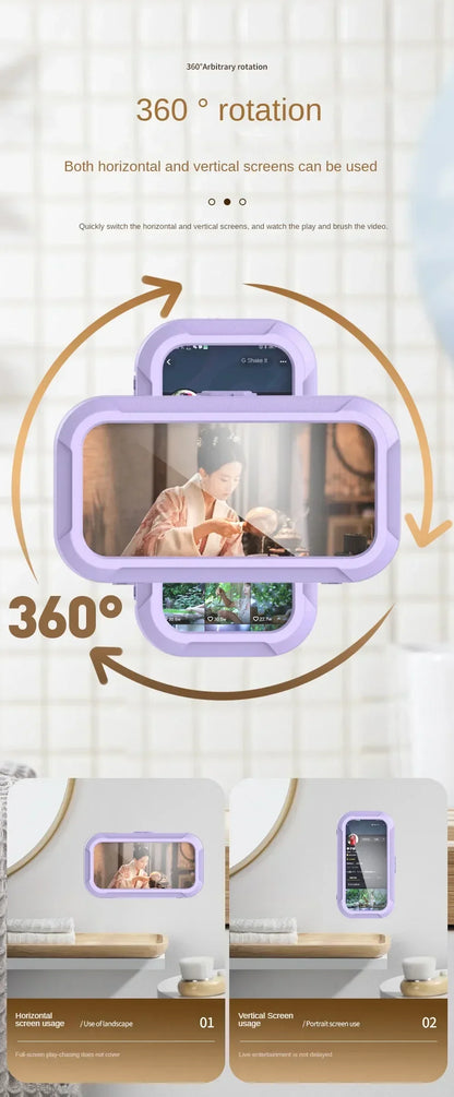 Waterproof Shower Phone Holder Rotation Angle Adjustable Telescoping Wall Mount Phone Holder for Bathroom Kitchen Bracket Stand